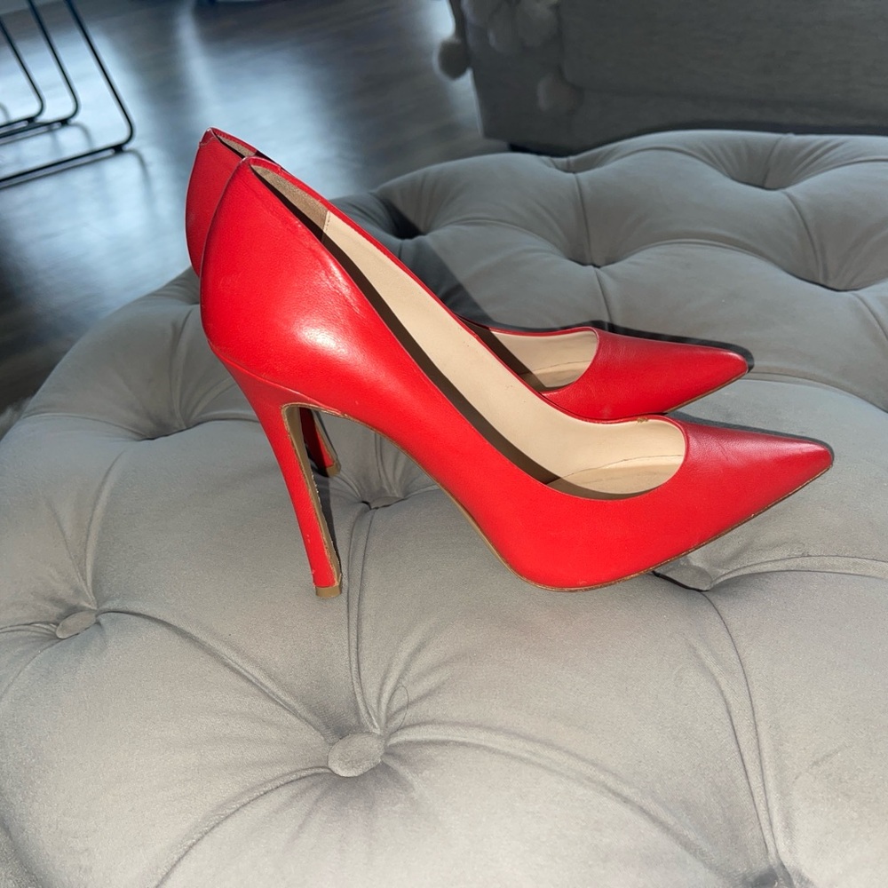 Chic Estelle Italian leather Red High Heel Pumps 8 (4 inch heel)